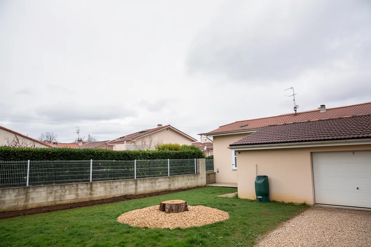 Jardin sécurisé après démontage du pin à Panazol